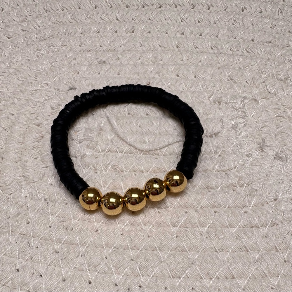 Black and Gold Beaded Bracelet